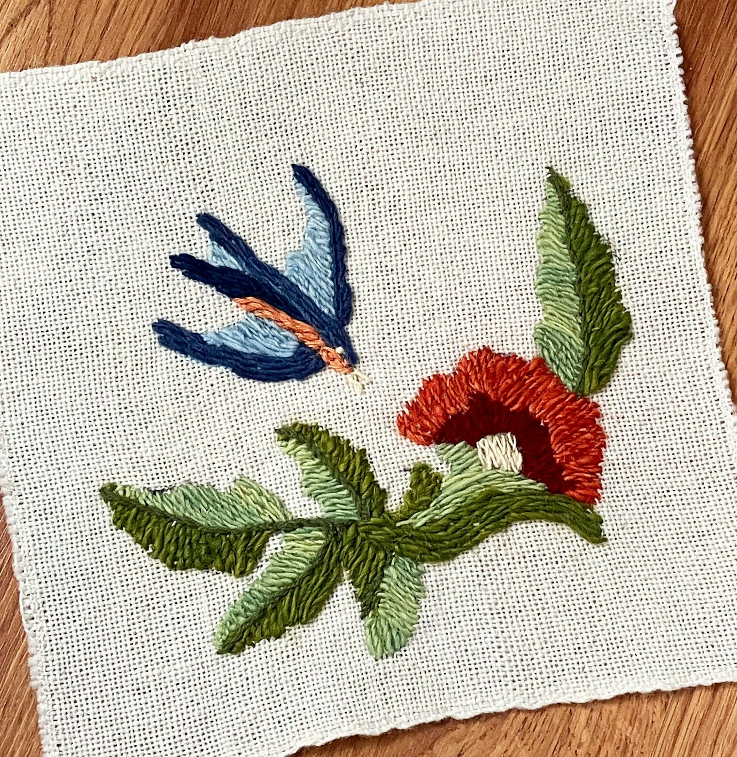 Debbie’s finished sampler from Julia’s class at SOAR 2025. Photo by Debbie Blair