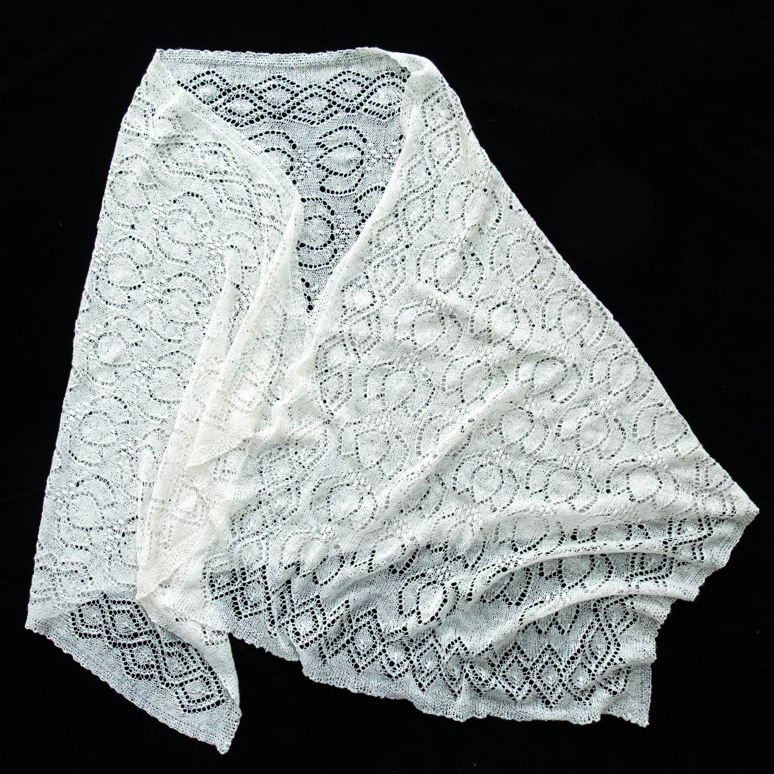 Japanese Iris Shawl. Photo and submission from Denise Bartels. "The design was inspired by wallpaper in the Japanese Cultural Center in Philadelphia."