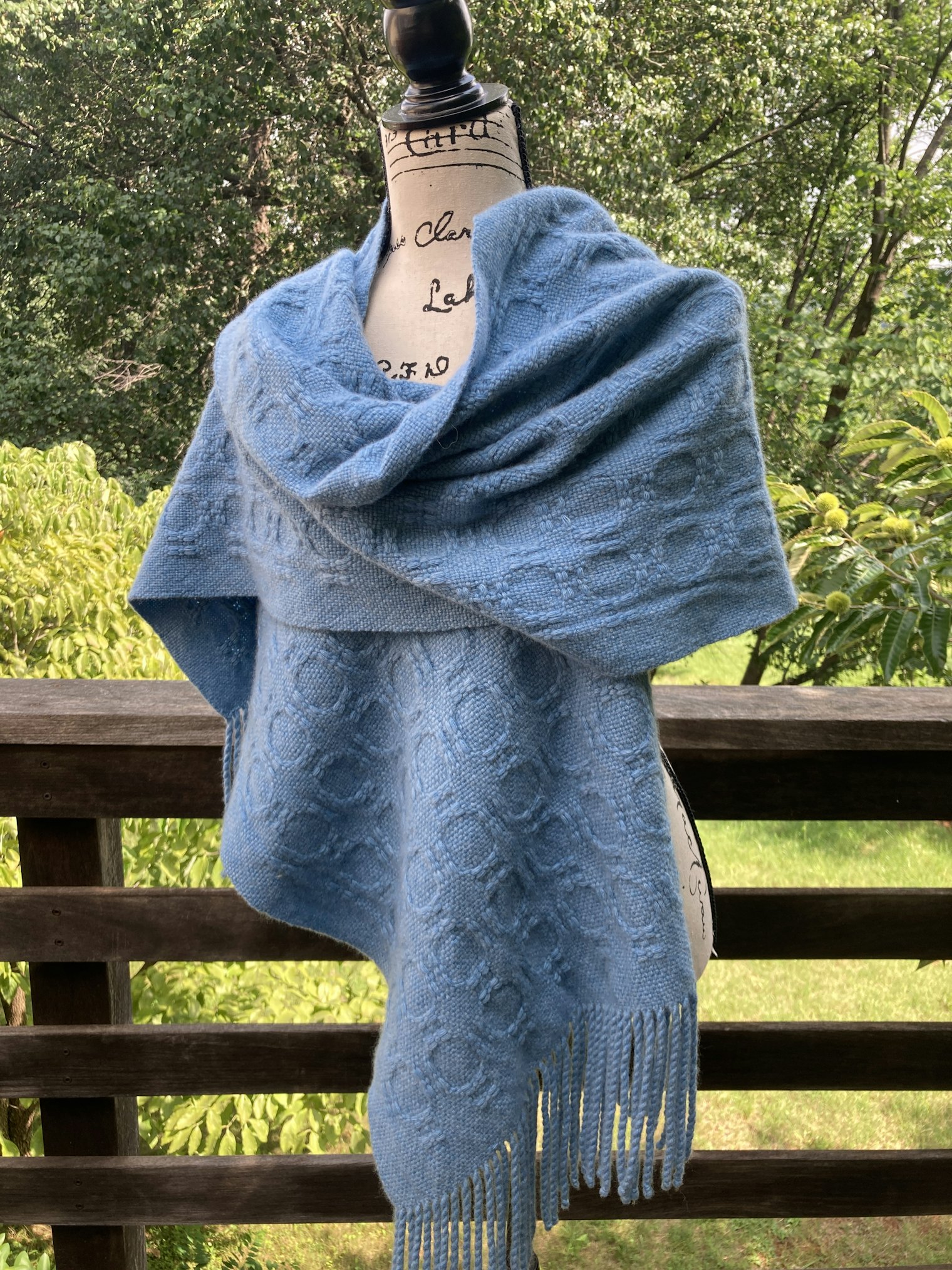 Himalayan Blue. Photo and submission from Jeanne Ralston. "I chose a weave structure with texture to catch the eye, but one that would let the yarn be the showcase."