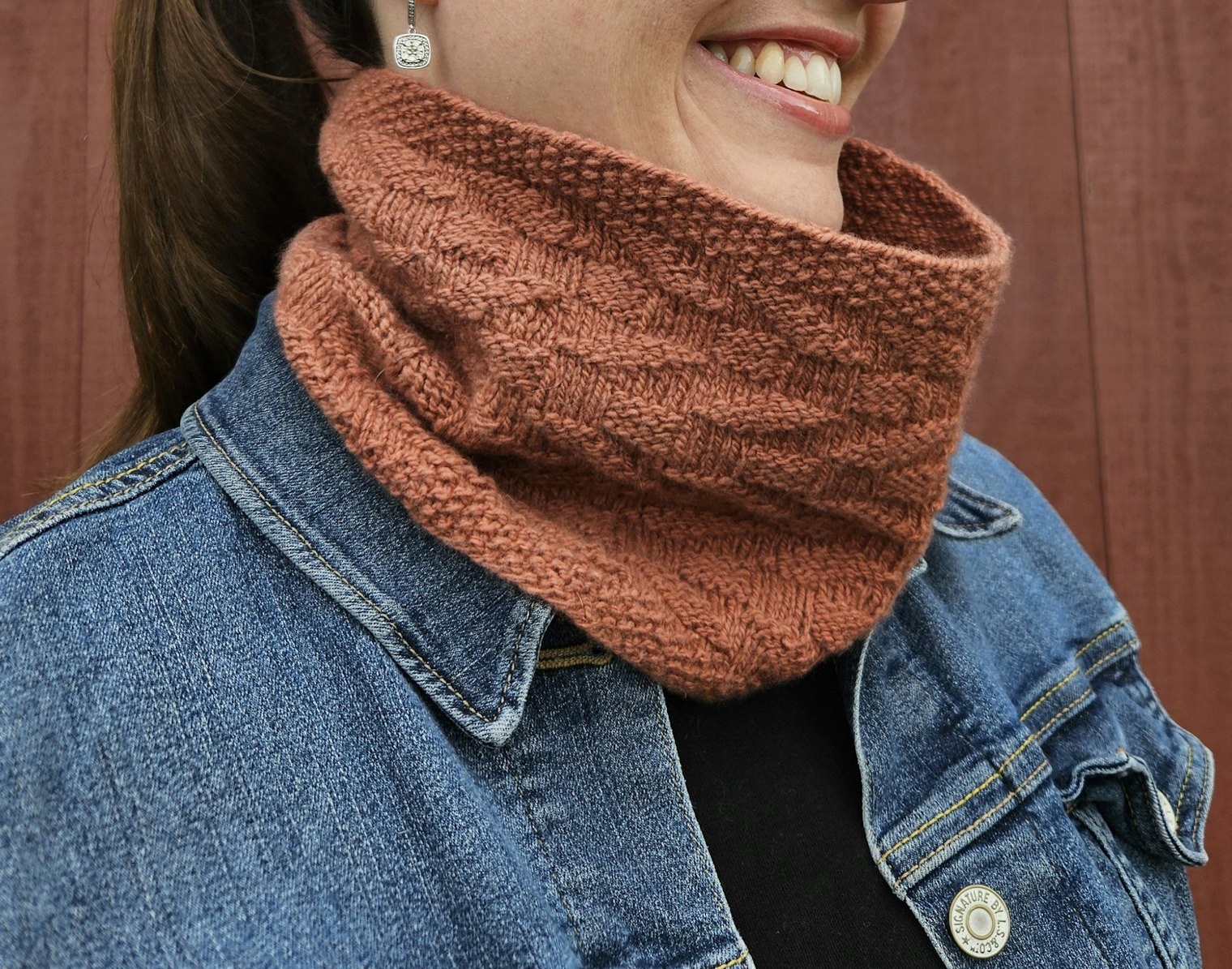 Migration Cowl. Photo and submission from Gabrielle Augustine. "The stitch pattern, reminiscent of flocks of migrating birds, is highlighted beautifully in Clean Cashmere’s Prime yarn."