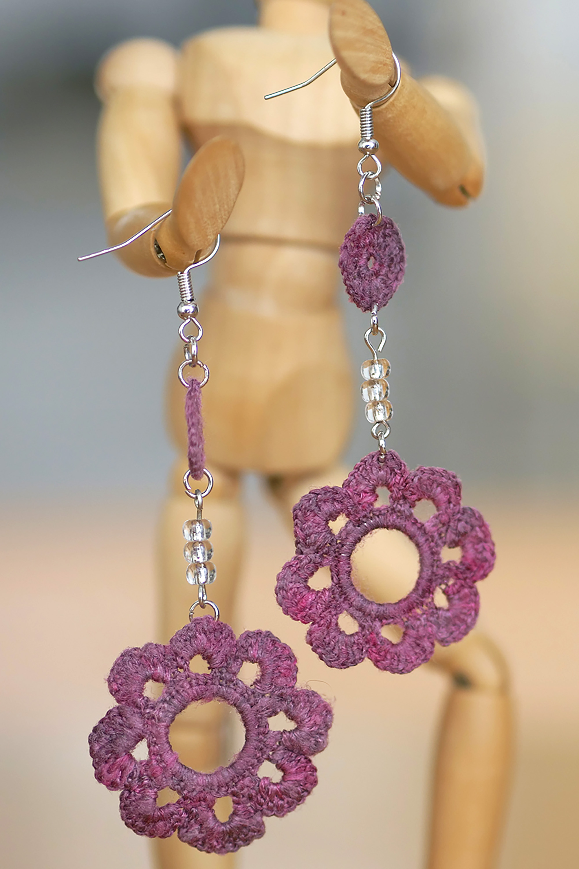 Crocheted Silk Drop Earrings Image