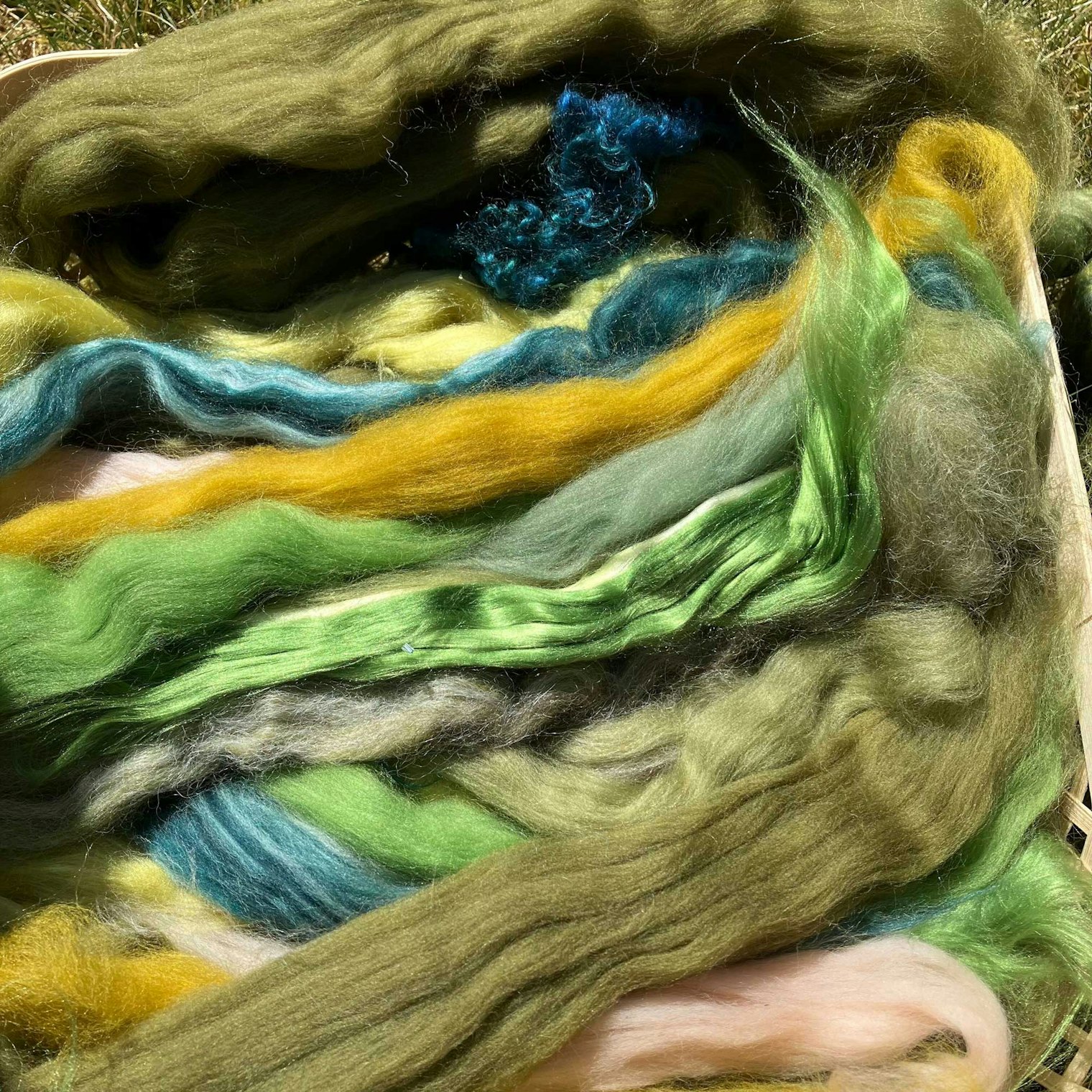 The fiber that went into the Olive Green colorway.