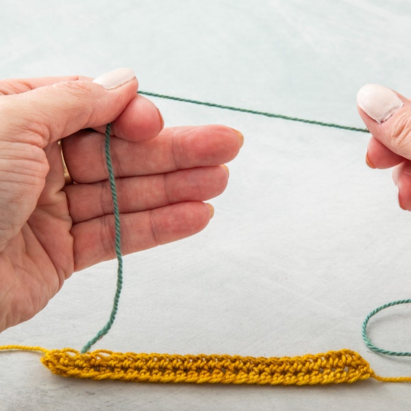 Step 1. Hold onto your tail of yarn with your working hand.