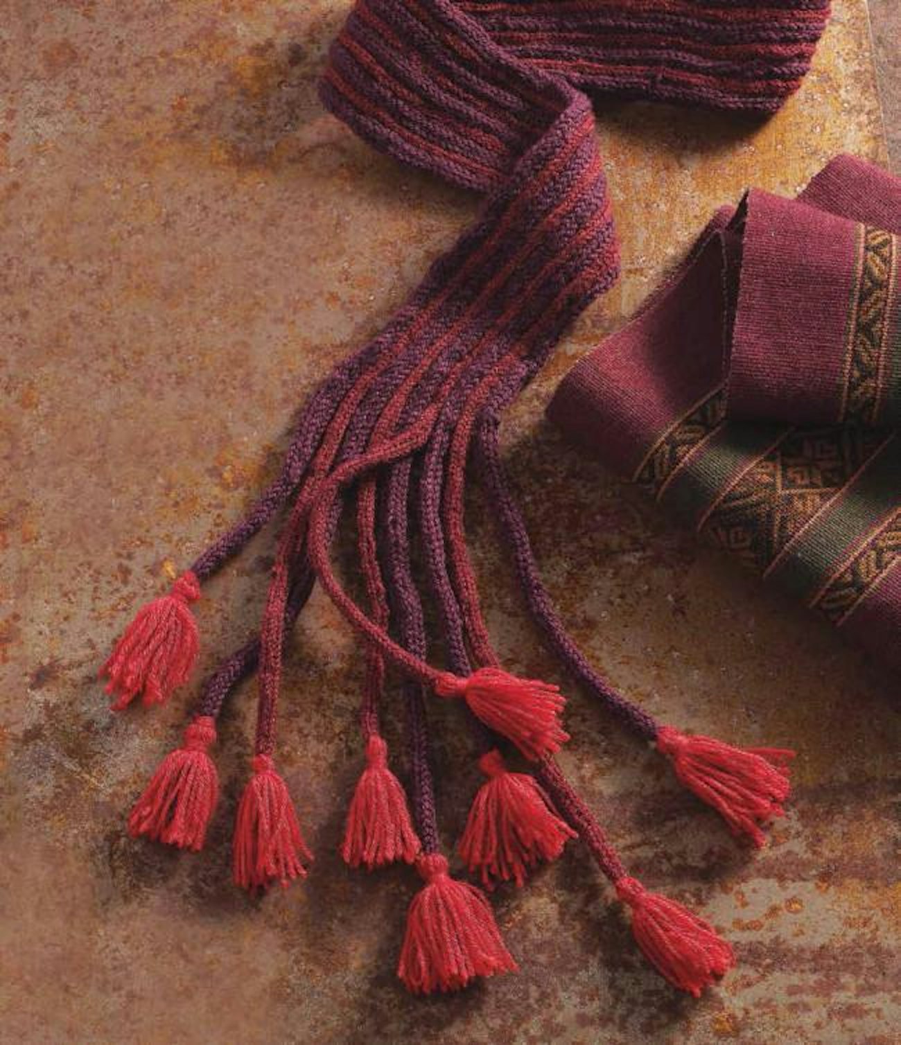 A Peruvian Tasseled Scarf to Knit Knitting Pattern Download Image