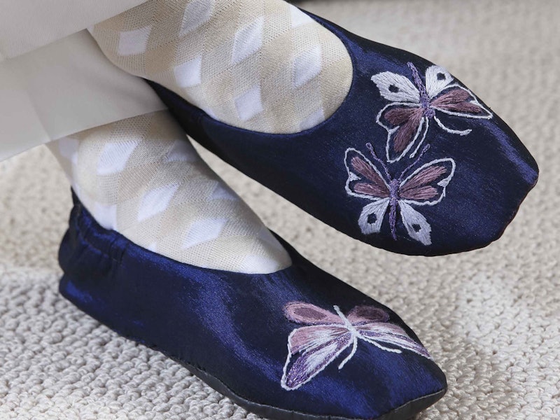 Travel in style and comfort with Cynthia LeCount Samaké’s lovely Airplane Slippers. 