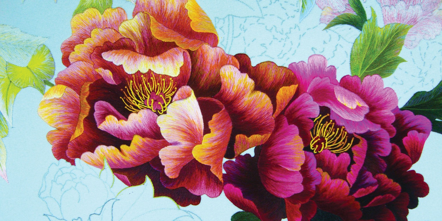 Embroidered peonies