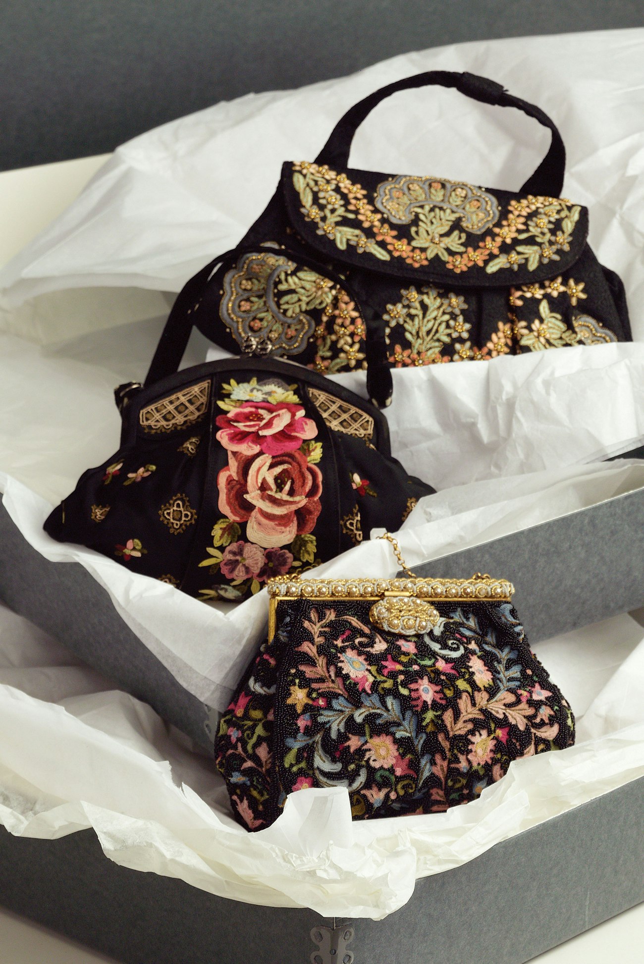 Rhinestone Decor Hand Box Bag, Flower Pattern Clutch Evening Purse