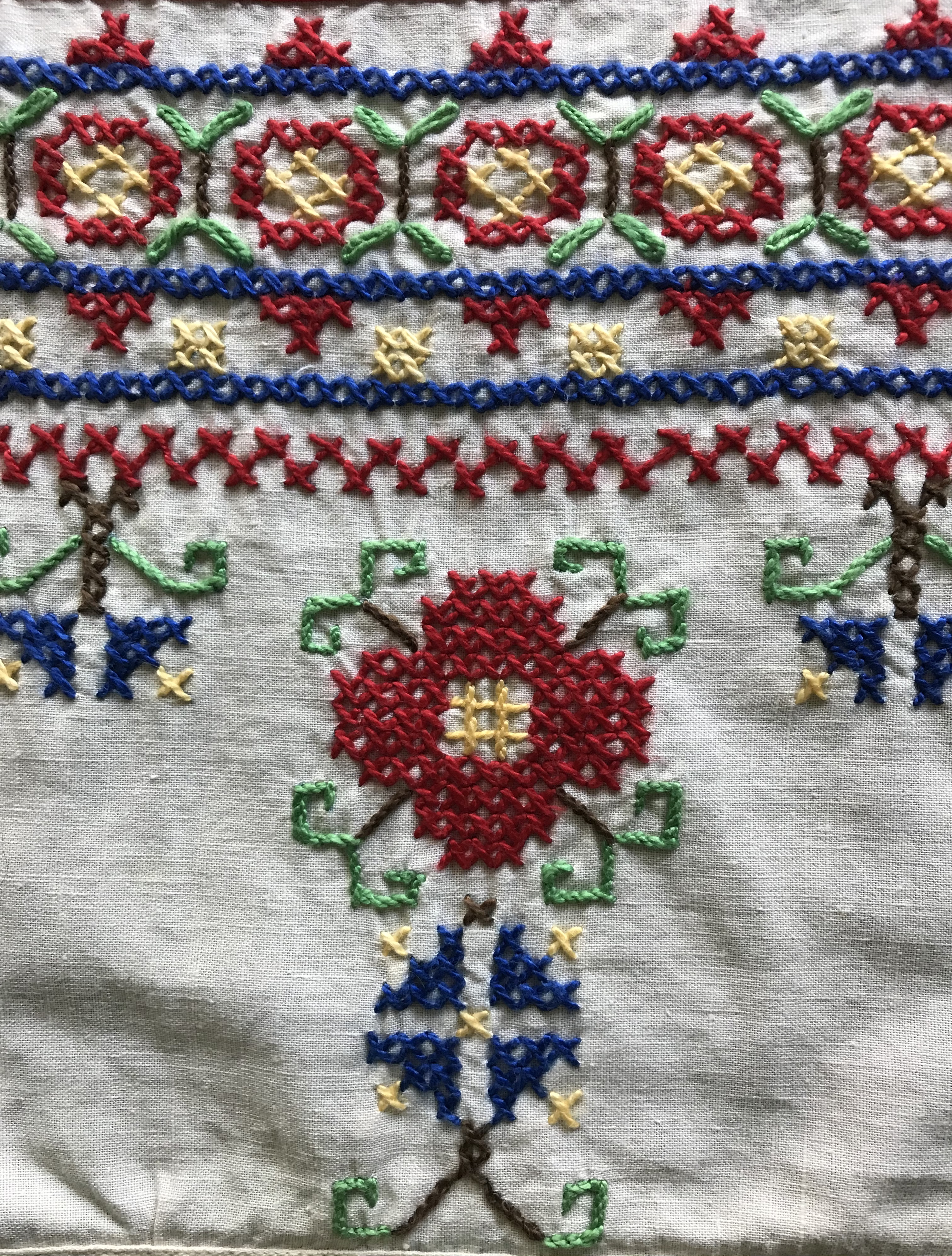 cross stitch apron close up