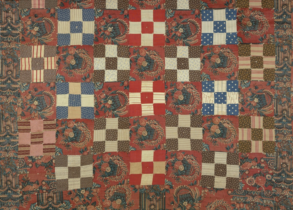 Quilt with Ticking Fabric