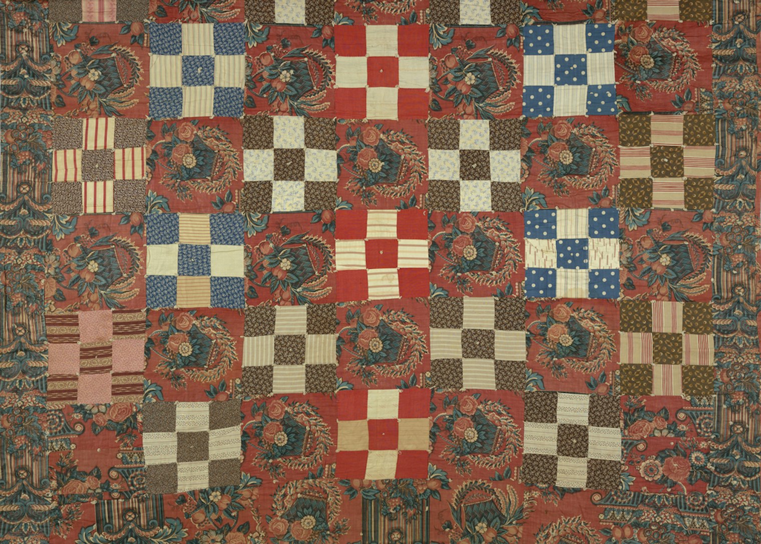 Quilt with Ticking Fabric 