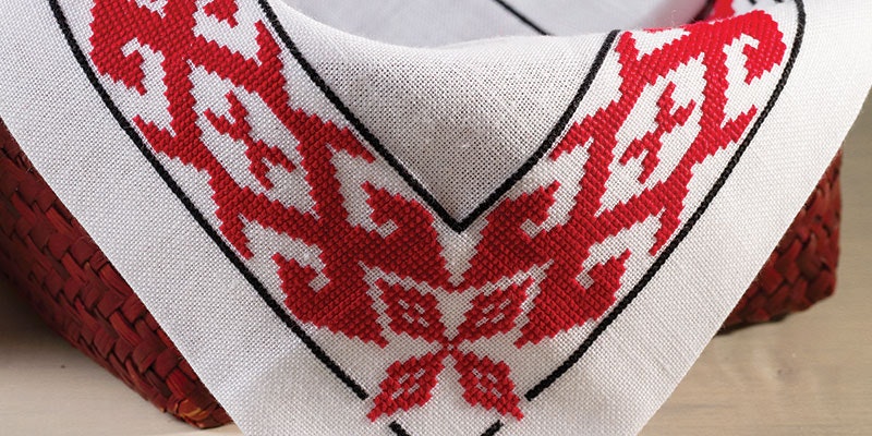 Detail of red embroidery work-breadcloth
