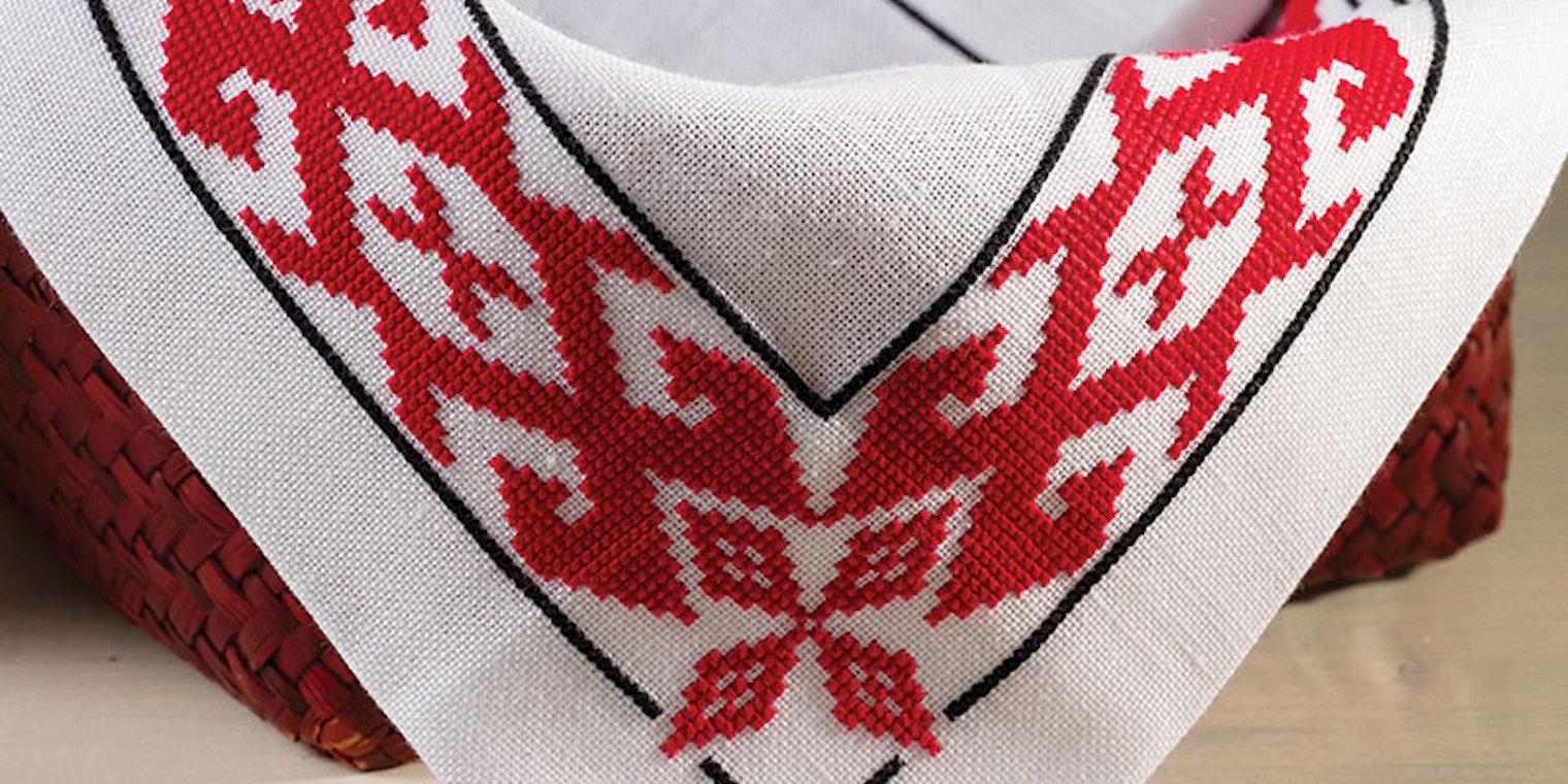 Detail of red embroidery work-breadcloth