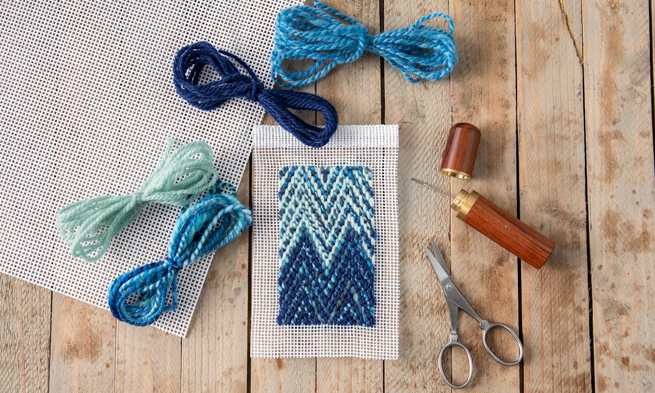 Sampling is a blast with small pieces of canvas, a little time, and some yarn you wish to test out.