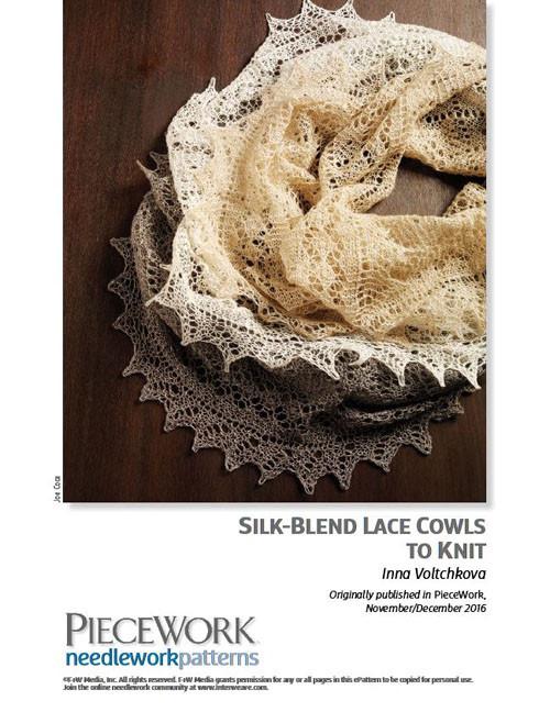 Silk-Blend Lace Cowls to Knit Knitting Pattern Download Image