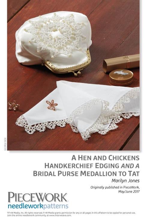 A Hen and Chickens Handkerchief Edging and a Bridal Purse Medallion to Tat Image