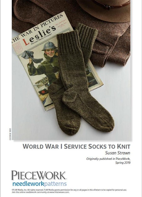 World War I Service Socks to Knit Pattern Download PieceWork Library