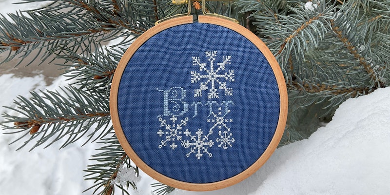 Say hello to January with Laura’s tribute to winter. Hoop by F.A. Edmunds. Photos by Katrina King