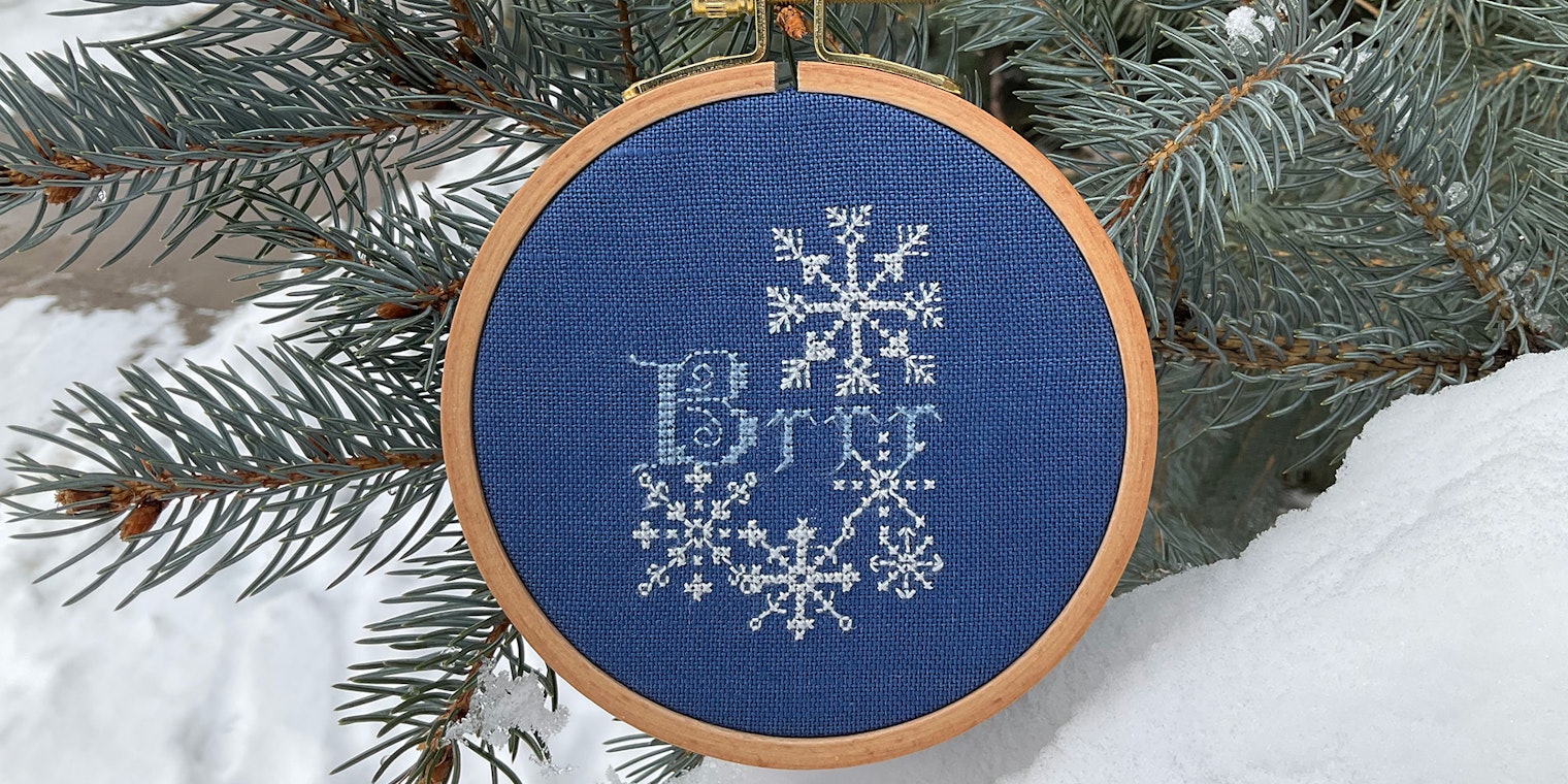 Say hello to January with Laura’s tribute to winter. Hoop by F.A. Edmunds. Photos by Katrina King