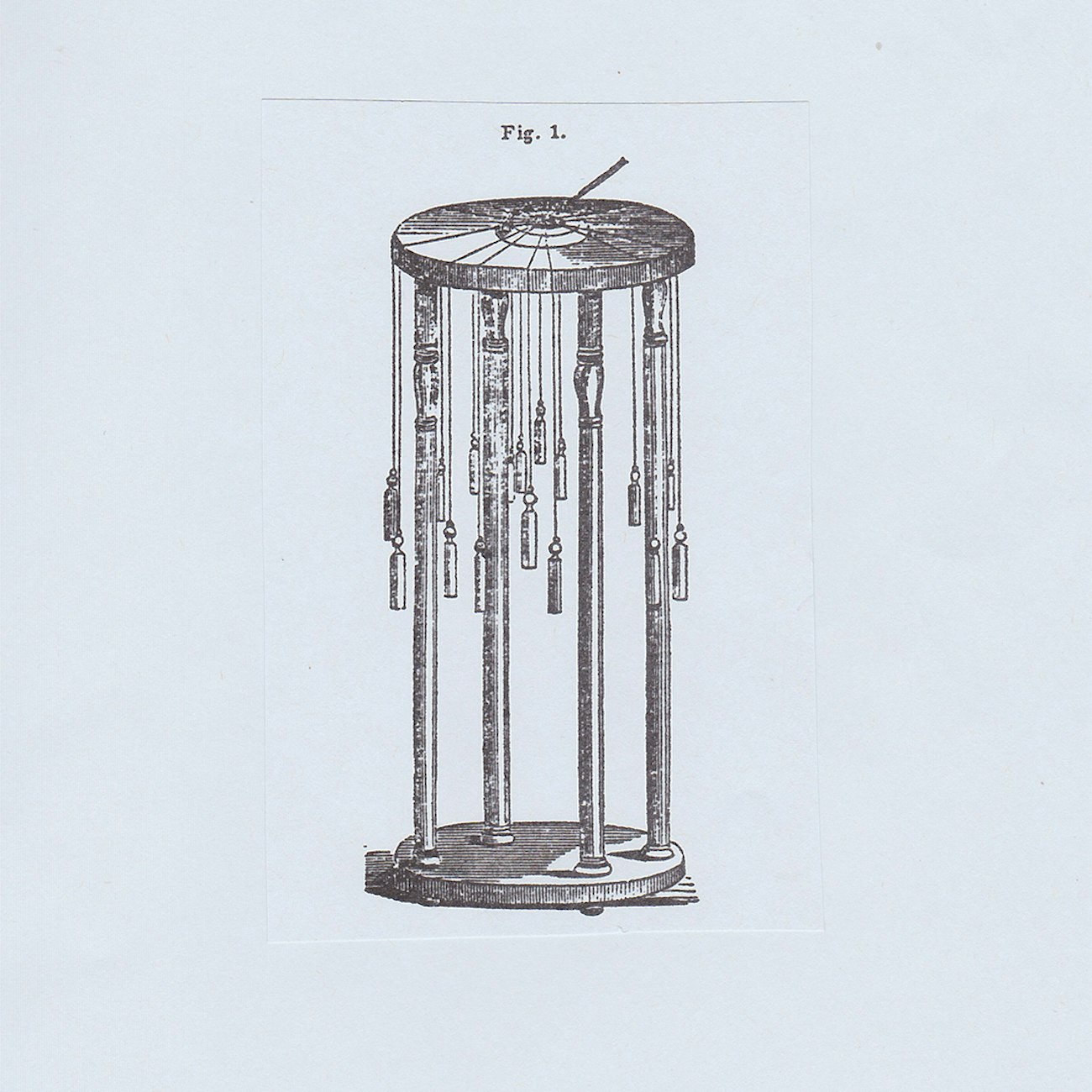 Illustration of a Common Type of Hair Braiding Table, including Bobbins and Weights, <em>Godey’s Lady’s Book,</em> 41, 377. 1850.