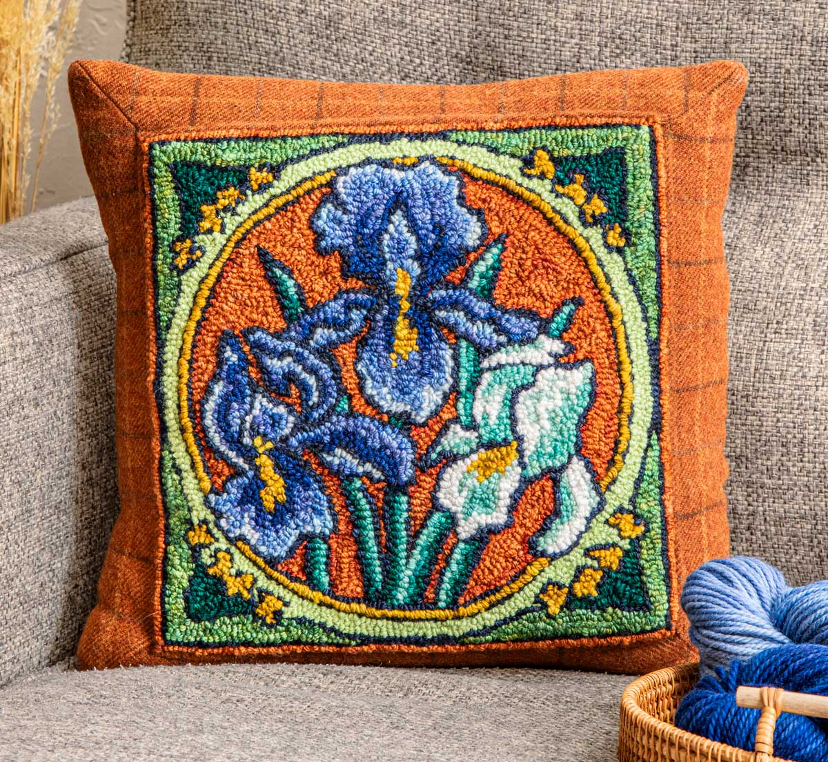 Saint-Rémy Irises Punch Needle Pillow Image