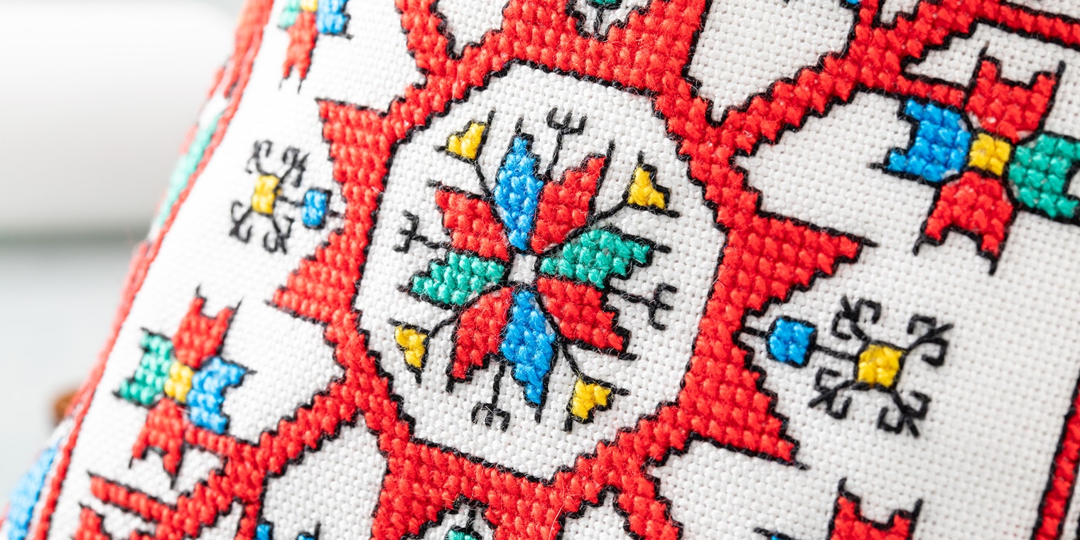 drawstring purse, Slavic embroidery design