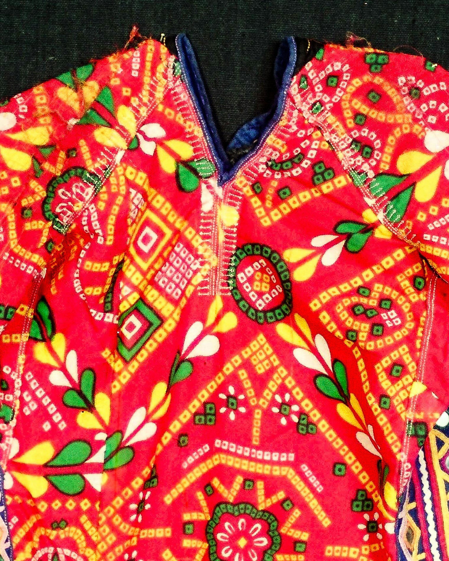 Kanchaliyu detail. Bakhiya embroidery at the top indicates suhag—a state of happiness— used by everyone except widows.