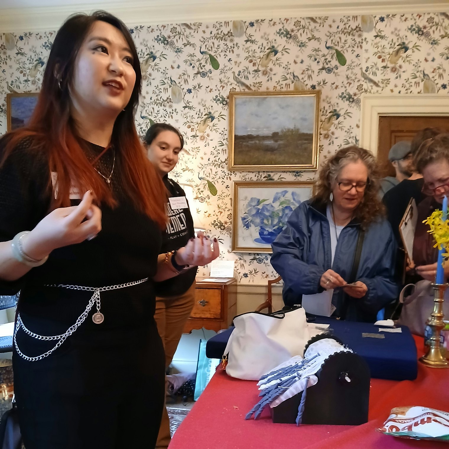 Engineering student Shayna Ahteck talks about her work in textiles that includes the study of lace and lace manufacturing and brought her 3D printed lace pillow and bobbins to talk about her work on the future of lace.