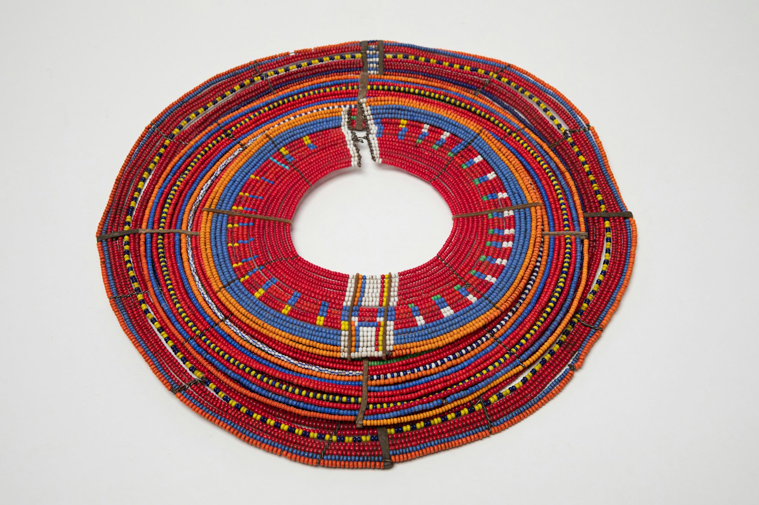 Beaded Collars, Kenya or Tanzania, Glass beads, wire, leather, 20th Century, 2022-016-006-007-008. Gift of David Katz, photo courtesy of the Mingei International Museum