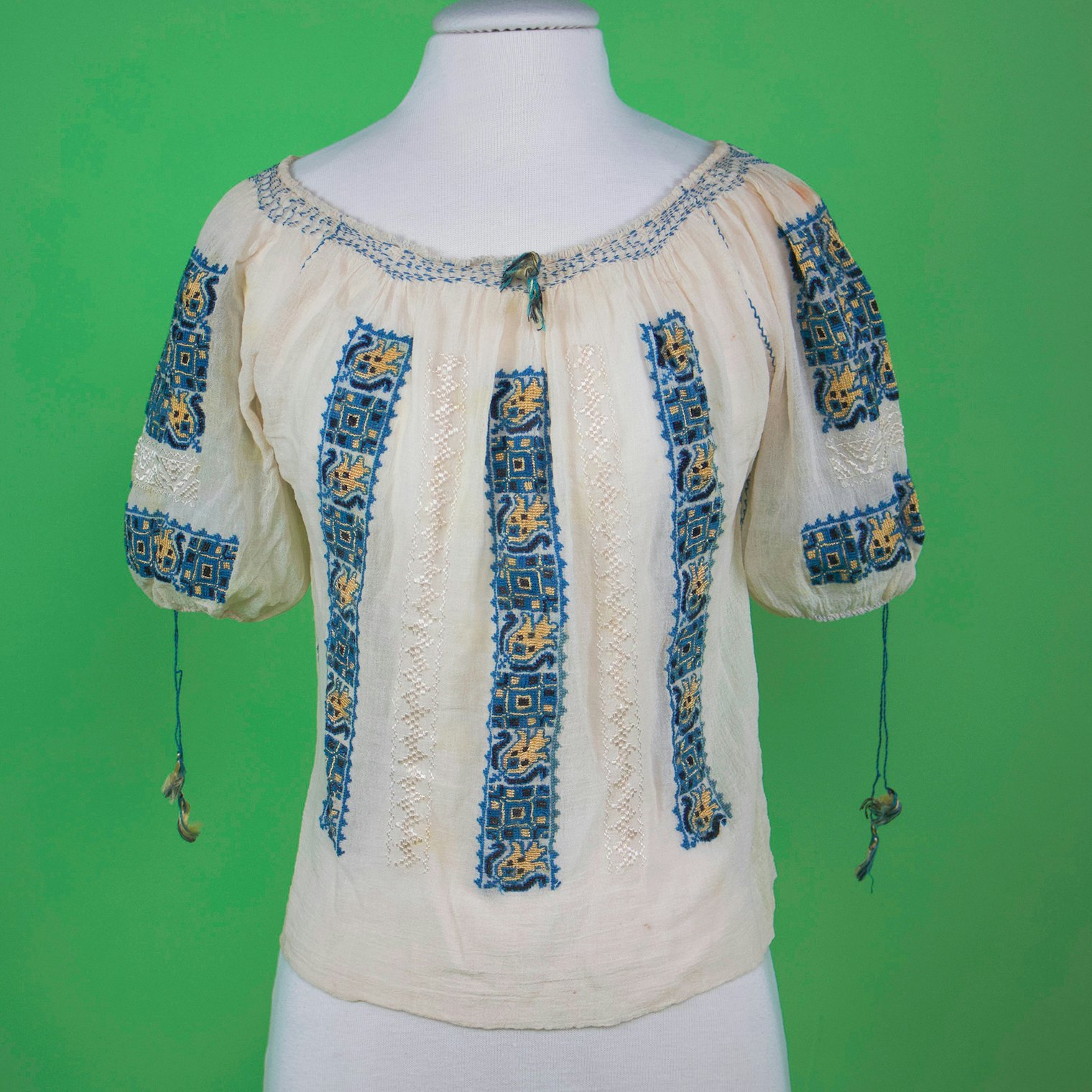 One of Phoebe’s hand-embroidered Romanian blouses that she integrated into her personal wardrobe.