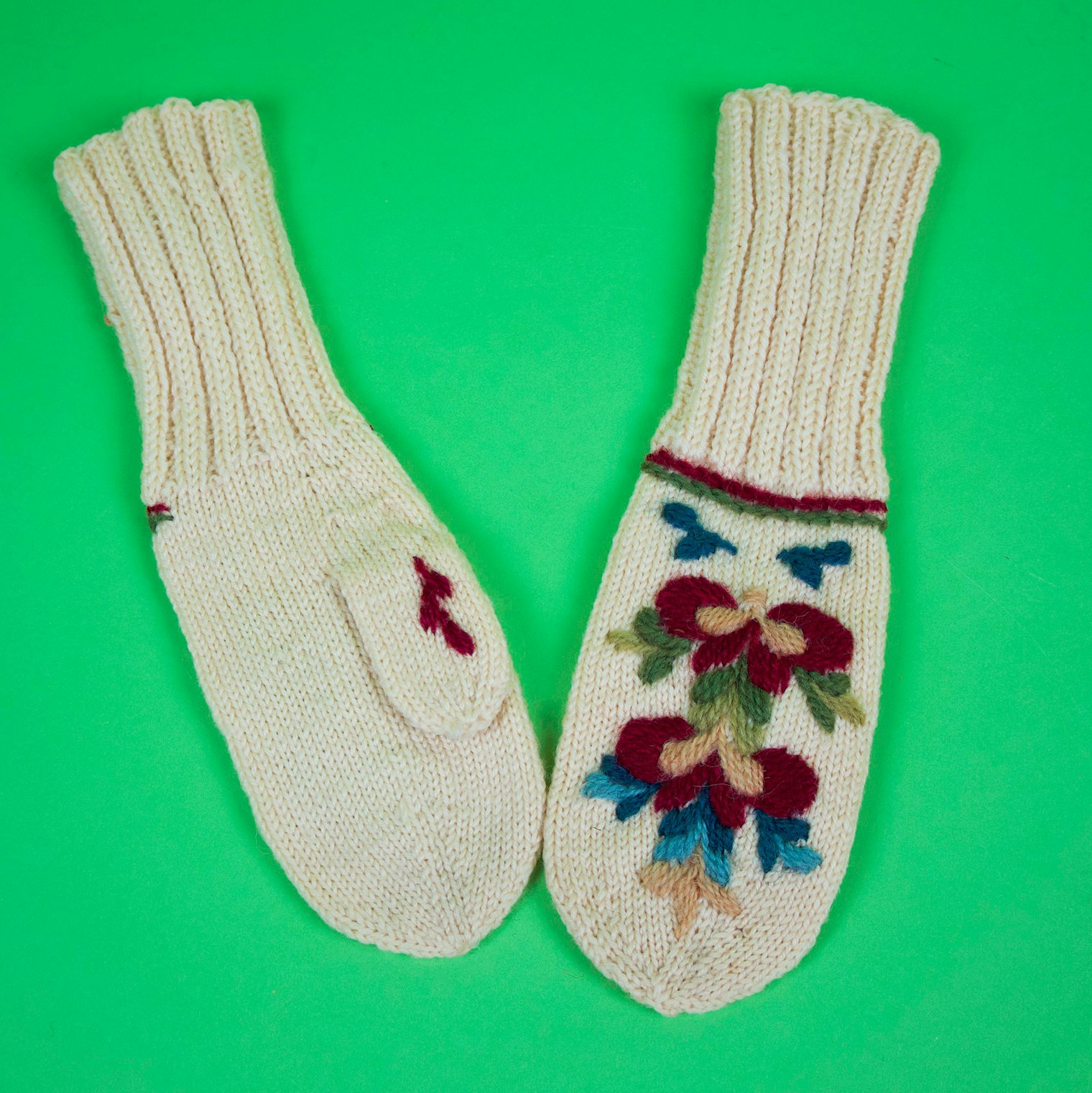 Norwegian embroidered gloves and mittens saved from the Peasant Shop’s stock.