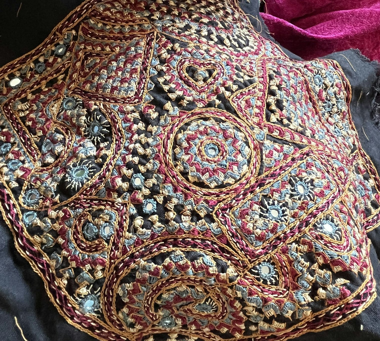 A nearly finished sample of embroidery at a cooperative in Bhuj, Gujarat, India.