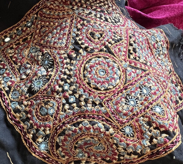 A nearly finished sample of embroidery at a cooperative in Bhuj, Gujarat, India.