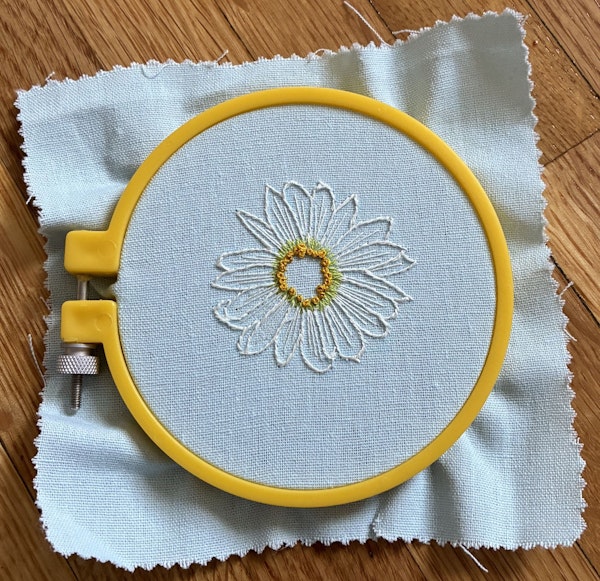 Make an outer ring of French knots.
