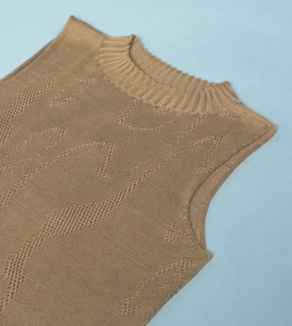 Detail of the top of the second knitted dress. Photos by Esa Kapila