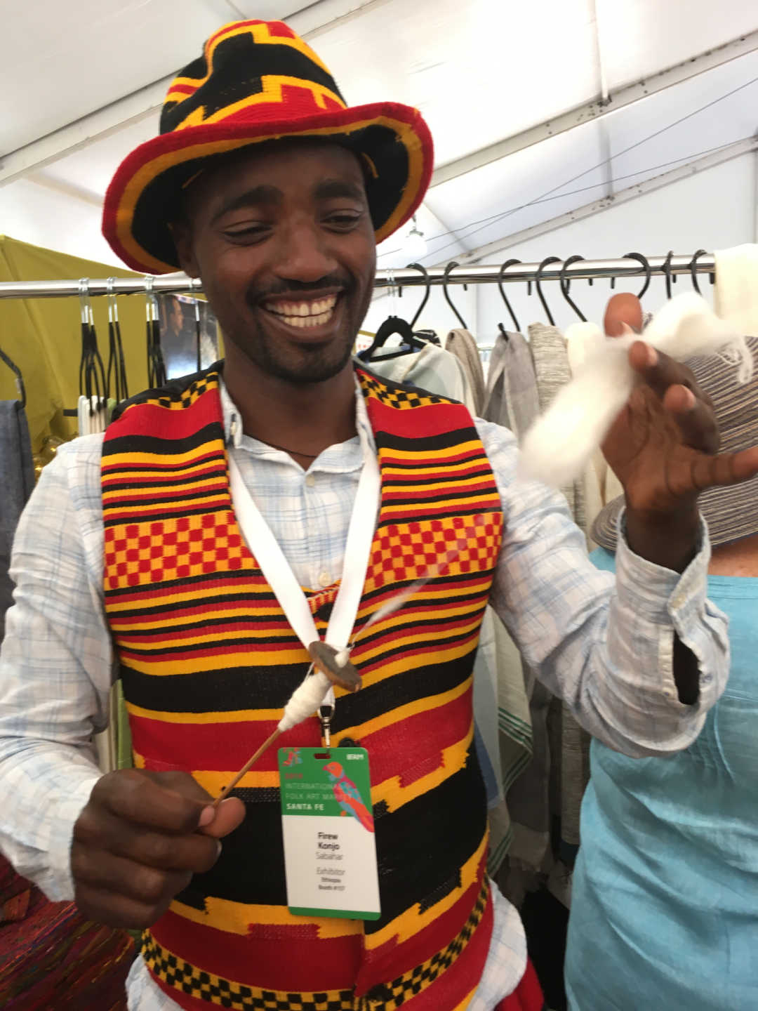 Firew Kanjo of Sabahar at the International Folk Art Market in Santa Fe