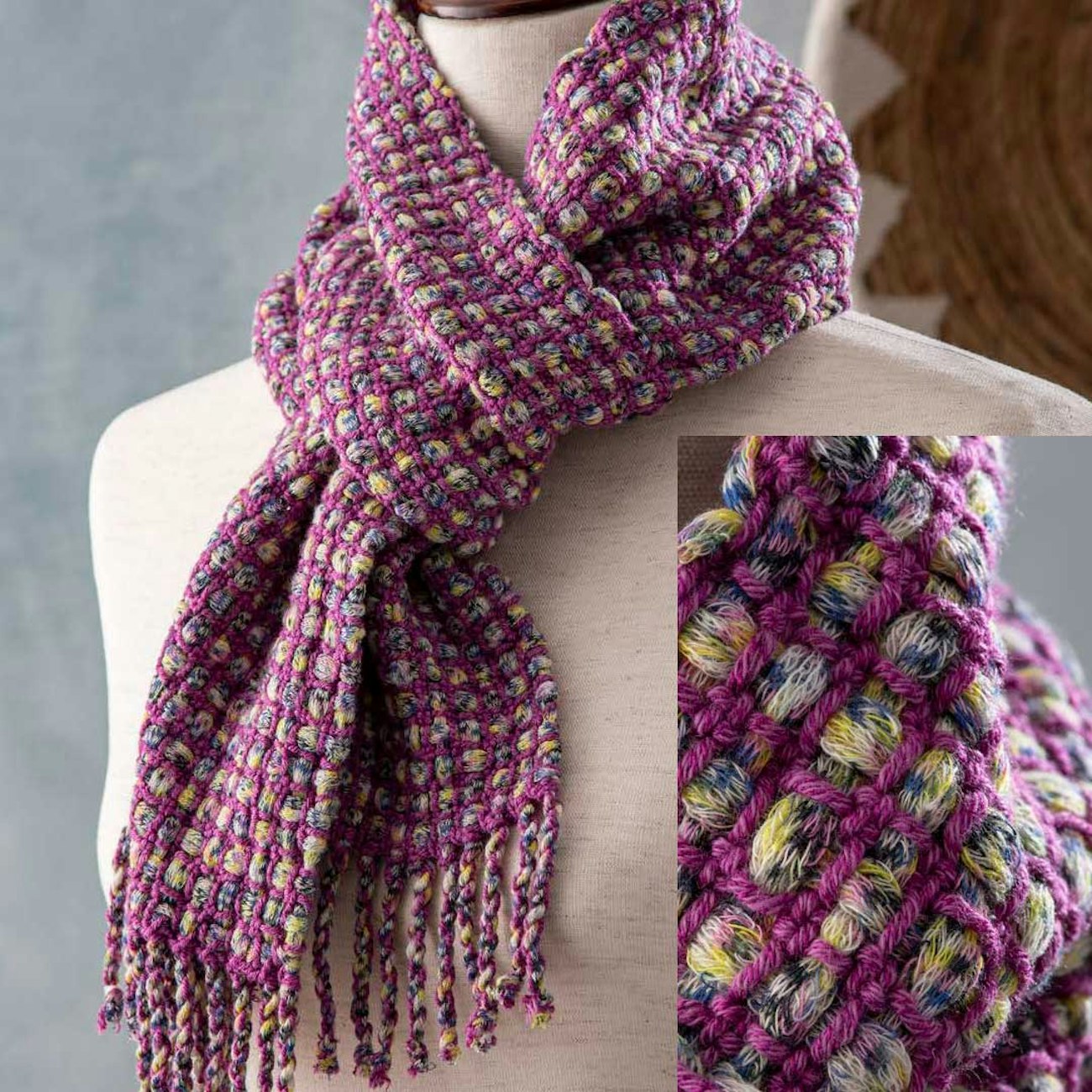 Very Peri Pops of Color in Bumple Scarf by Nancy Peck