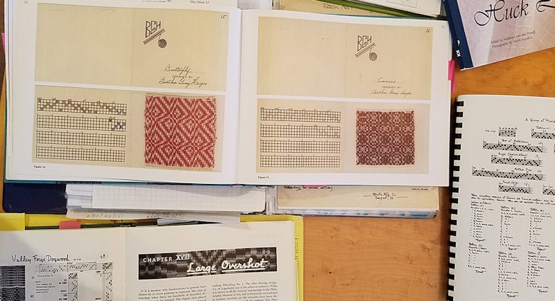 The old school way of developing drafts that I like to use is based on books. Learning to develop a draft using on-line resources is a whole other thing. Photos by Susan E. Horton