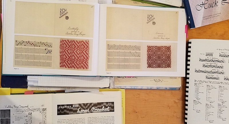 The old school way of developing drafts that I like to use is based on books. Learning to develop a draft using on-line resources is a whole other thing. Photos by Susan E. Horton