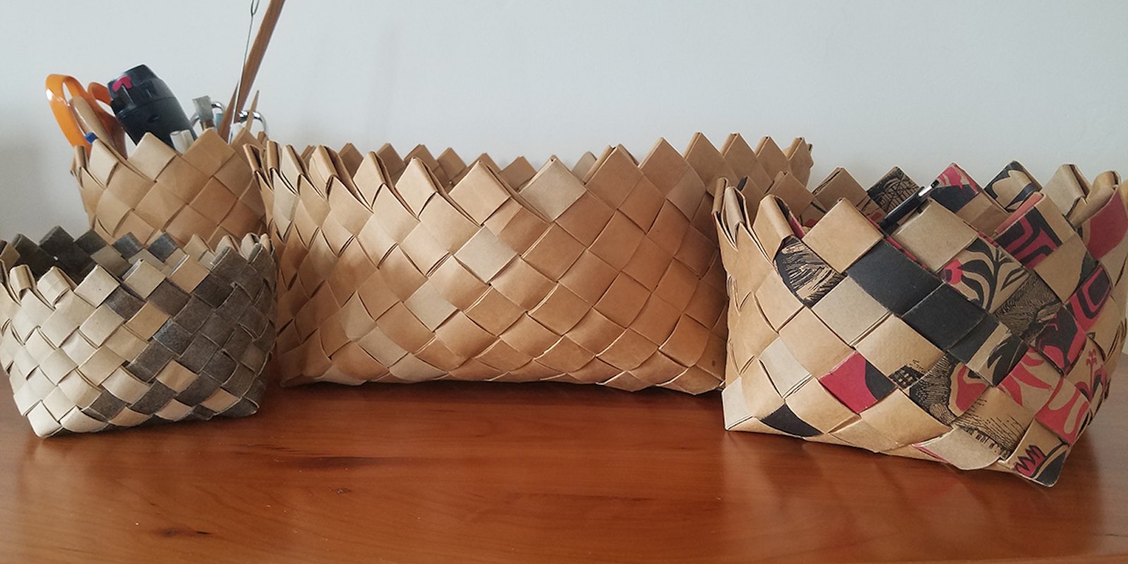Fun and Free Paper Bag Basketry Handwoven