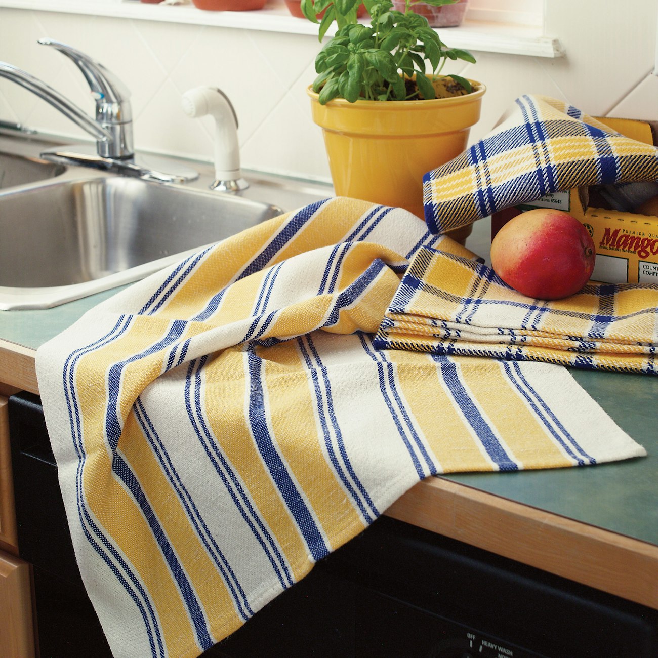 Hand Woven Striped Kitchen Towels | Black & White Stripes