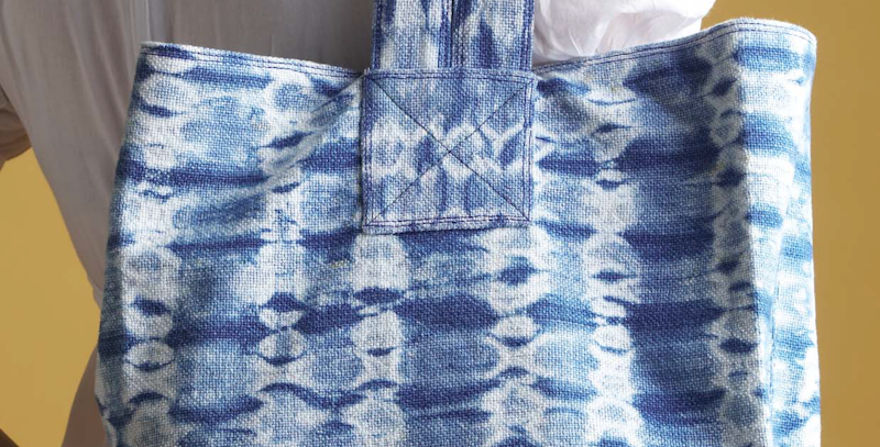Weave shibori and then construct this charming sling-style backpack. Photo by Joe Coca