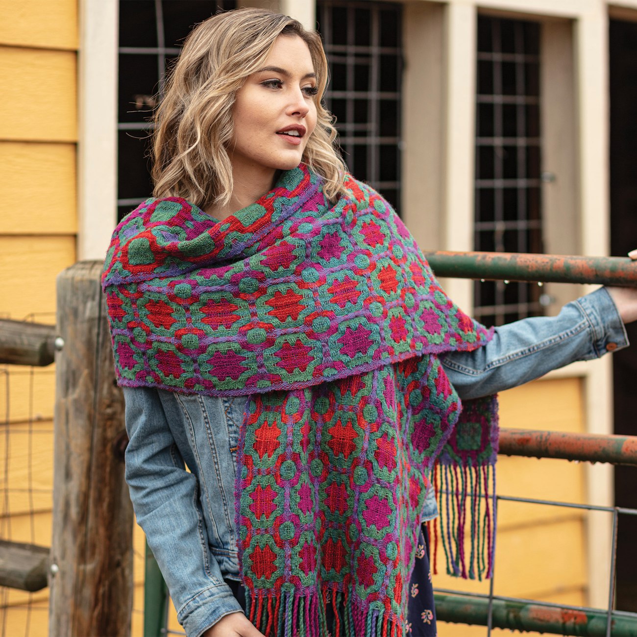 The Gilia and Locoweed Shawl by Dorothy Tuthill was inspired by a summer hike during wildflower season. The use of magenta and other red hues make a fabulous color palette. From Handwoven Mar/Apr 2020. Photo by George Boe.