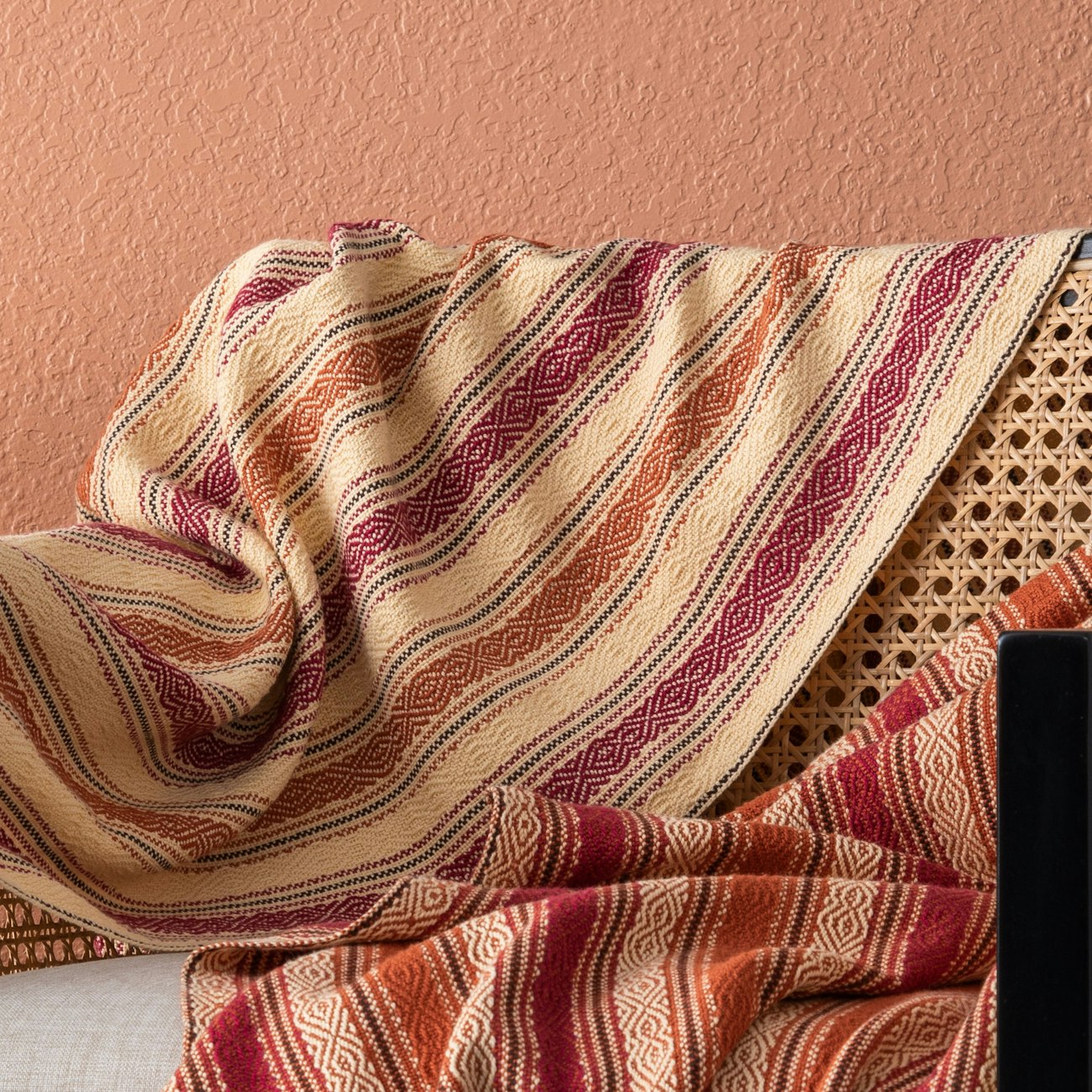 The twill in these Candy Stripe Blankets by Malynda Allen is reminiscent of twisting candy stripes, and the perfect place for a rich magenta to shine. From Handwoven May/June 2022. Photo by Matt Graves