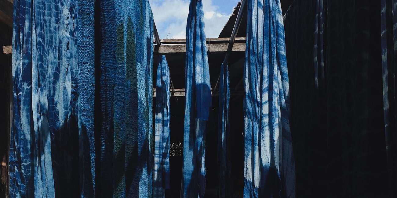 Shibori indigo patterns from artisans at Tarum Bali, Indonesia. Photo by Dimaz Fakhruddin on UnSplash