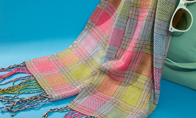 The Handwoven May/June 2023 cover project, Shifting Shadows, by Barbara Mitchell. Photo by Matt Graves