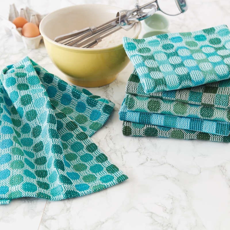 Susan Poague's Circles and Checks Towels in Turned Taqueté are beautiful in the colorway she wove them in but I've seen other versions in other colors. Photo by George Boe