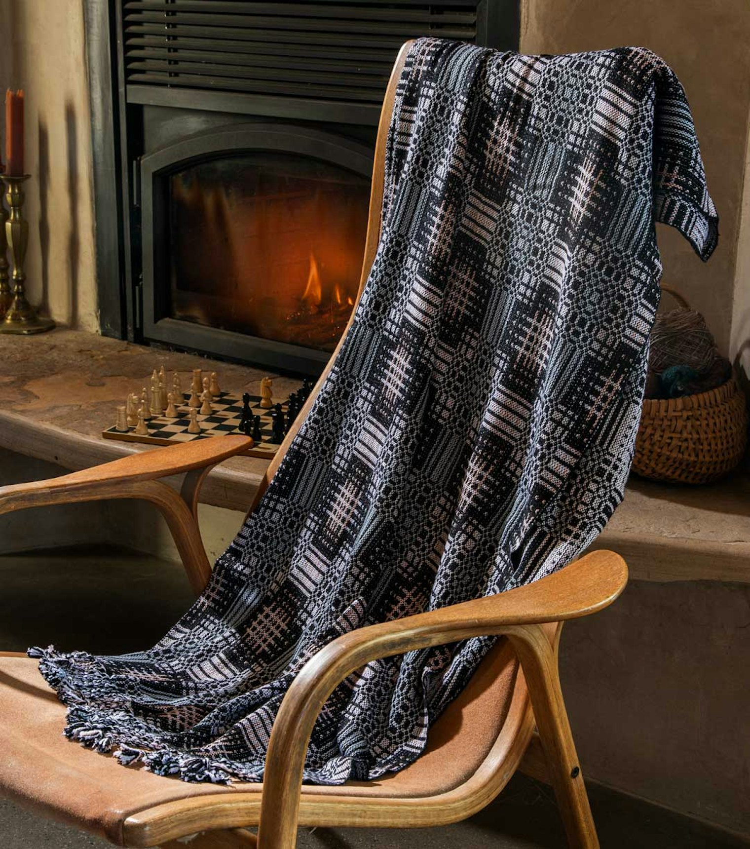 Deborah Heyman’s eight-shaft Elusive Solution Shawl, in turned taqueté.