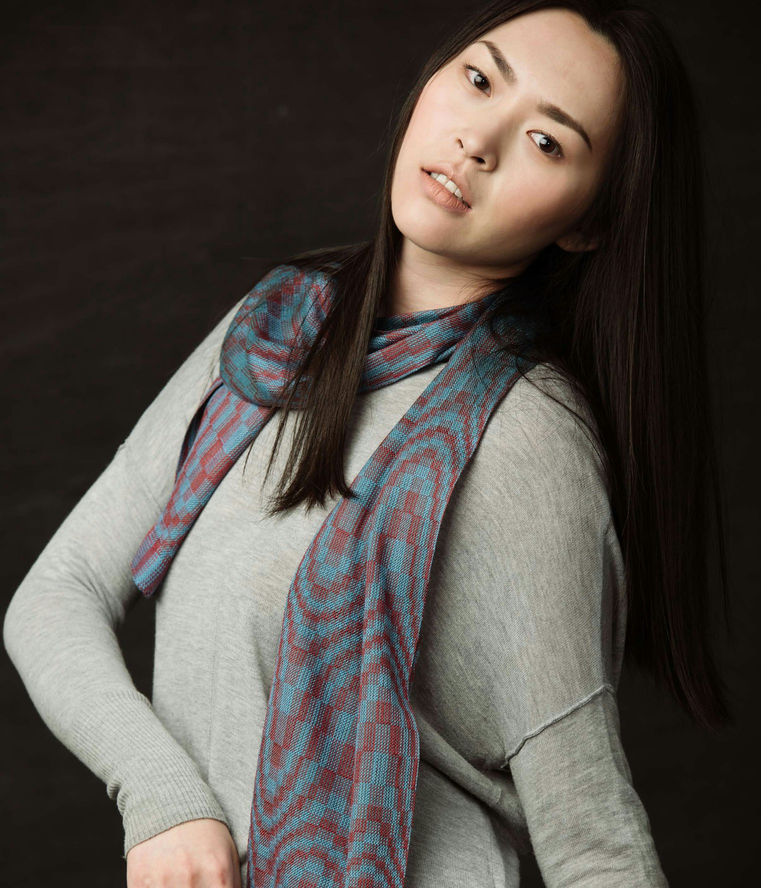 Bonnie Inouye designed and Robin Wilton wove this 4-shaft silk scarf.