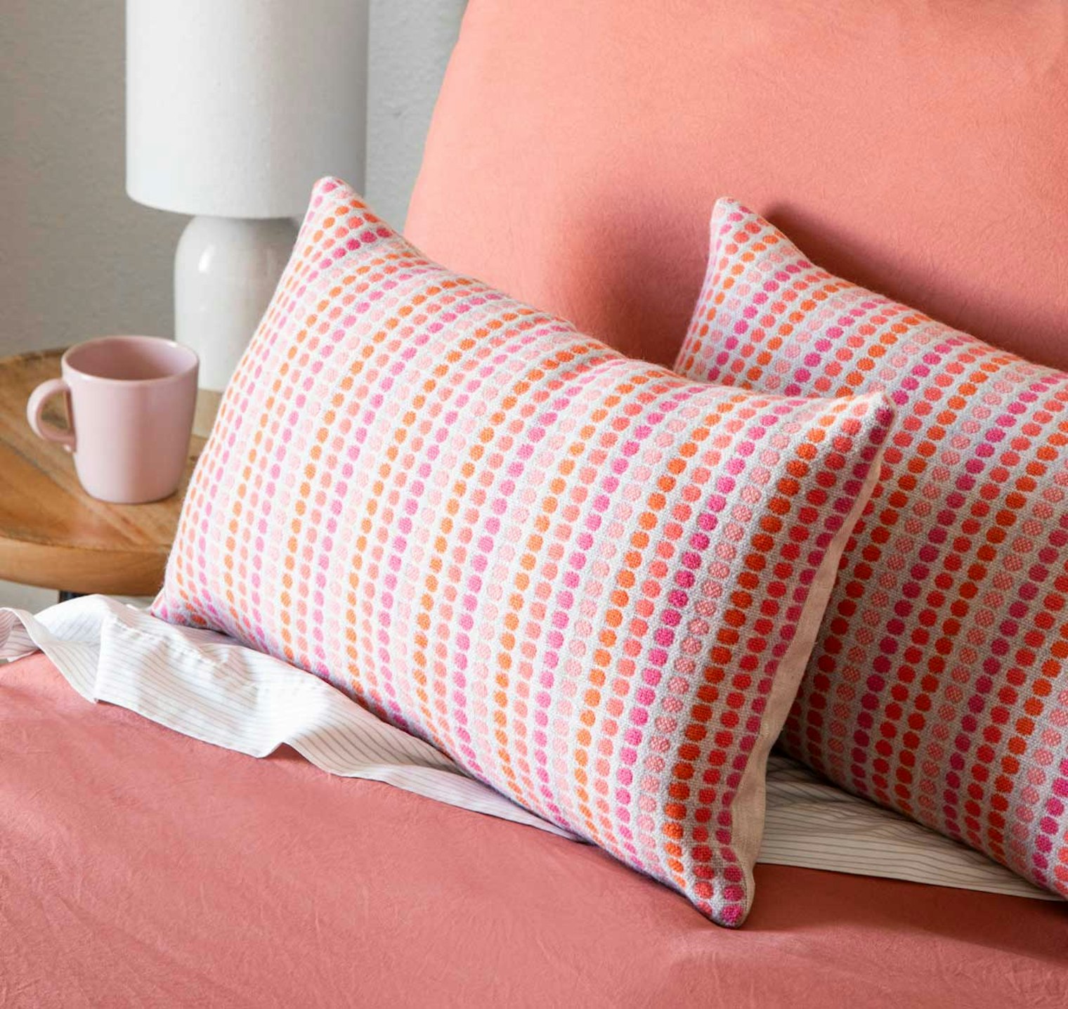 Jeremy Uden’s doubleweave Autumn Berries Cushion Cover. Photo by Matt Graves