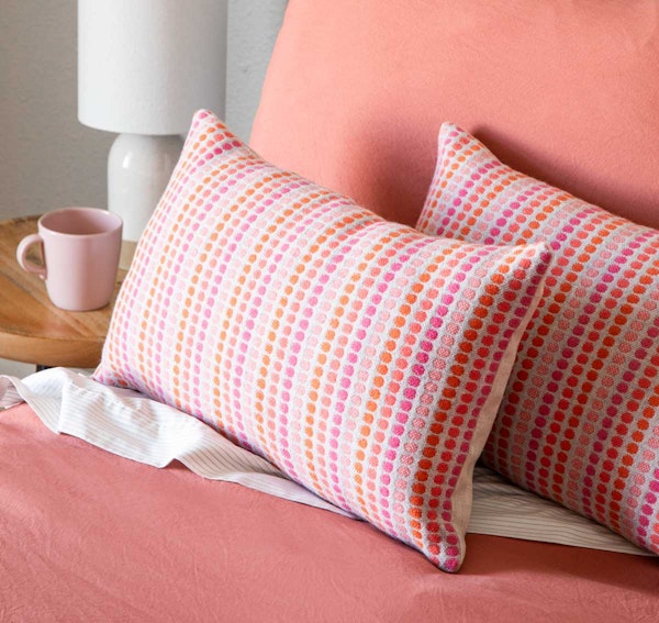 Jeremy Uden’s doubleweave Autumn Berries Cushion Cover. Photo by Matt Graves